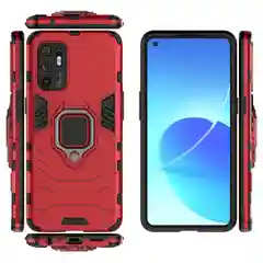 Красный чехол противоударный с кольцом-держателем на Oppo Reno 6 Reno6 (Оппо Рено 6)