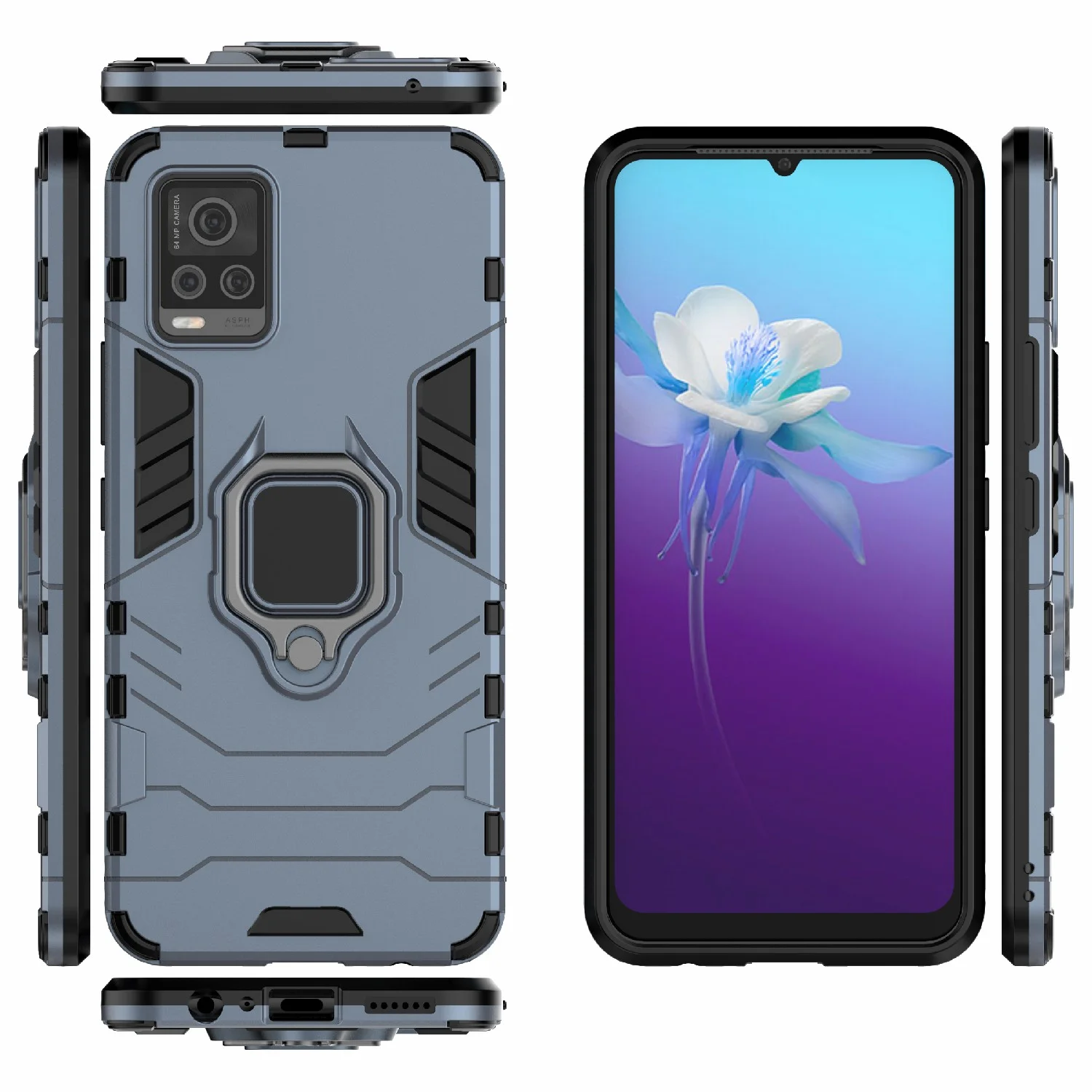 Чехол противоударный с кольцом-держателем на Vivo V20 (Виво В20)