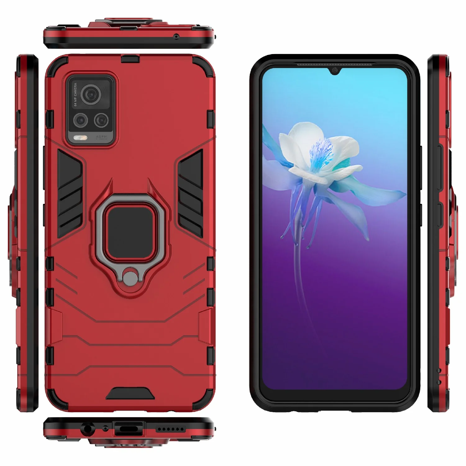 Чехол противоударный с кольцом-держателем на Vivo V20 (Виво В20)