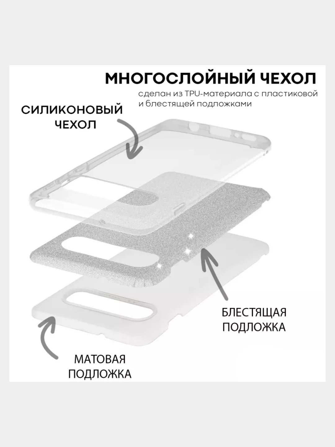 Чехол для Huawei P Smart Z Многослойный с блёстками