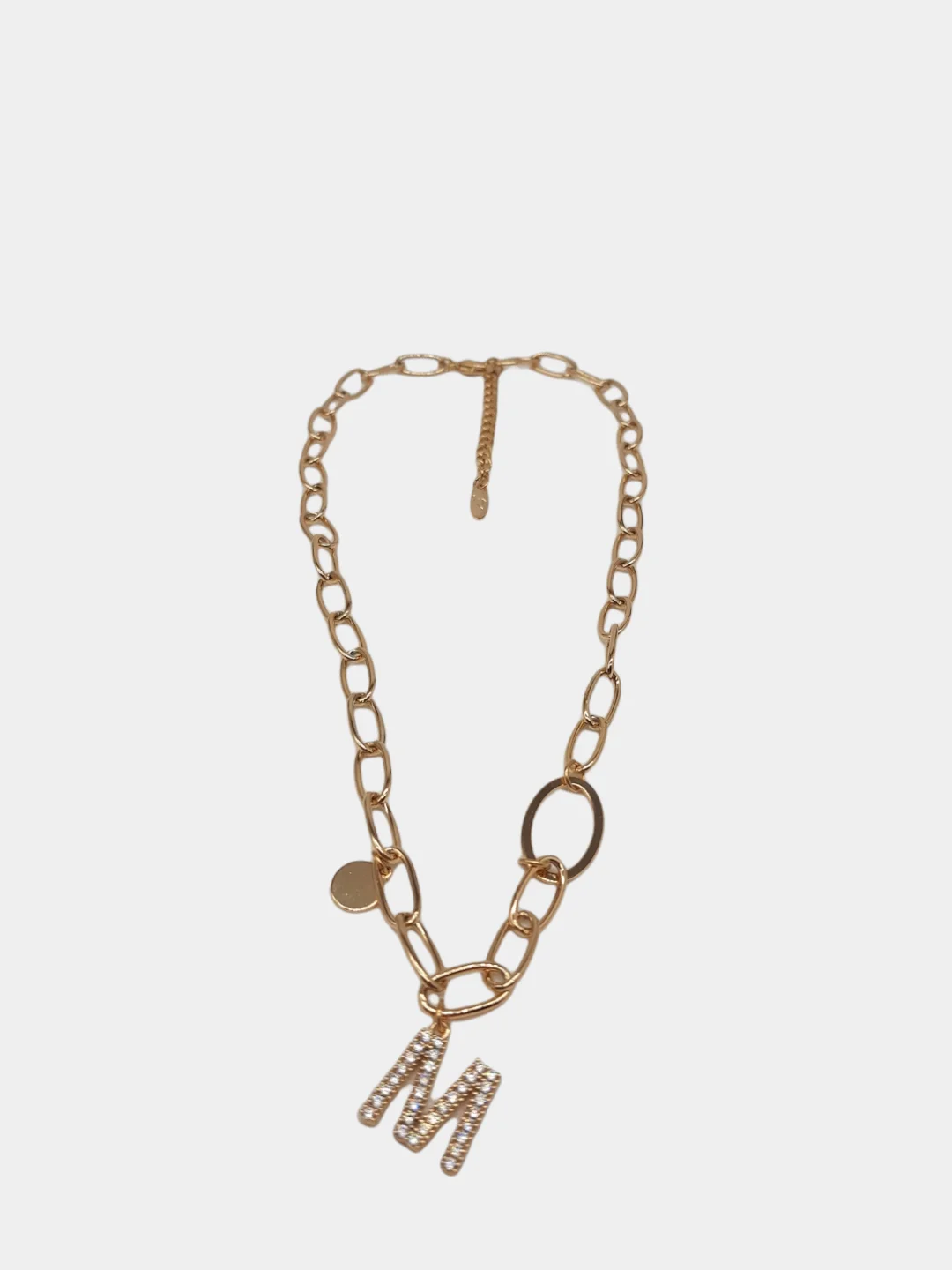 Золотой цепь-браслет 2 в 1 с кулонами, Xuping Jewelry золочение, буква М, стильный браслет
