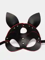 Угольный бдсм маска кошки, кожаная