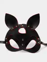 Угольный бдсм маска кошки, кожаная