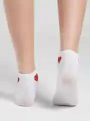 Носки белые с принтом сердце