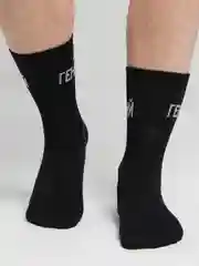 Черный мужские носки с надписями, тонкие, средней длины