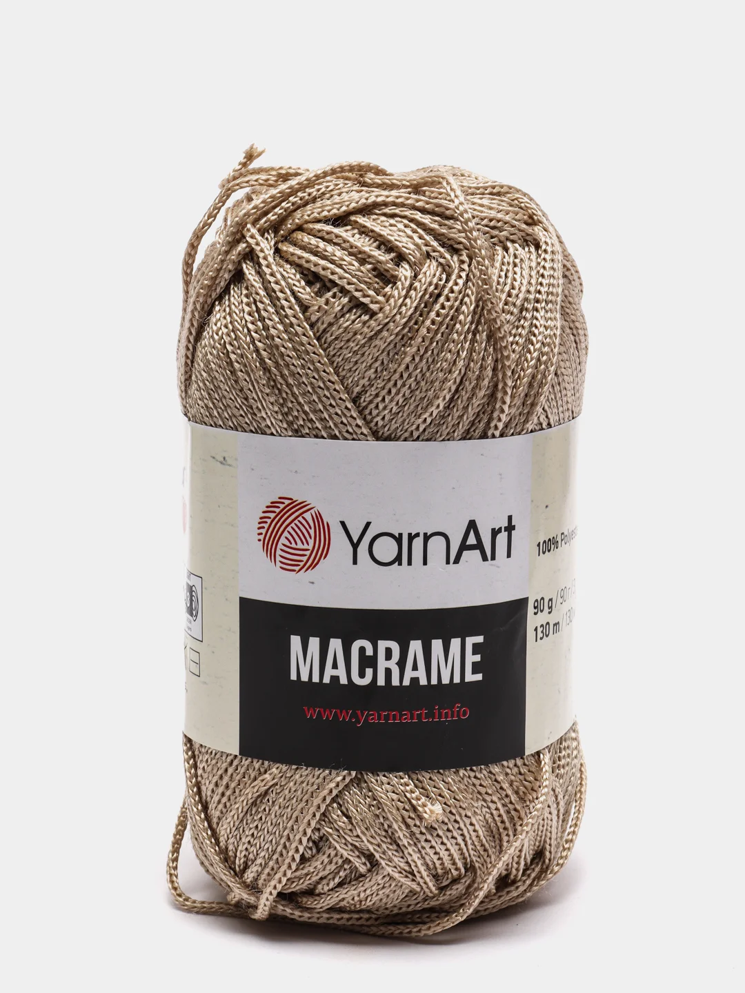 Карамельный пряжа YarnArt Macrame, шнур полиэфирный для вязания и макраме, полиэстер, 90 г, 130 м, 2мм