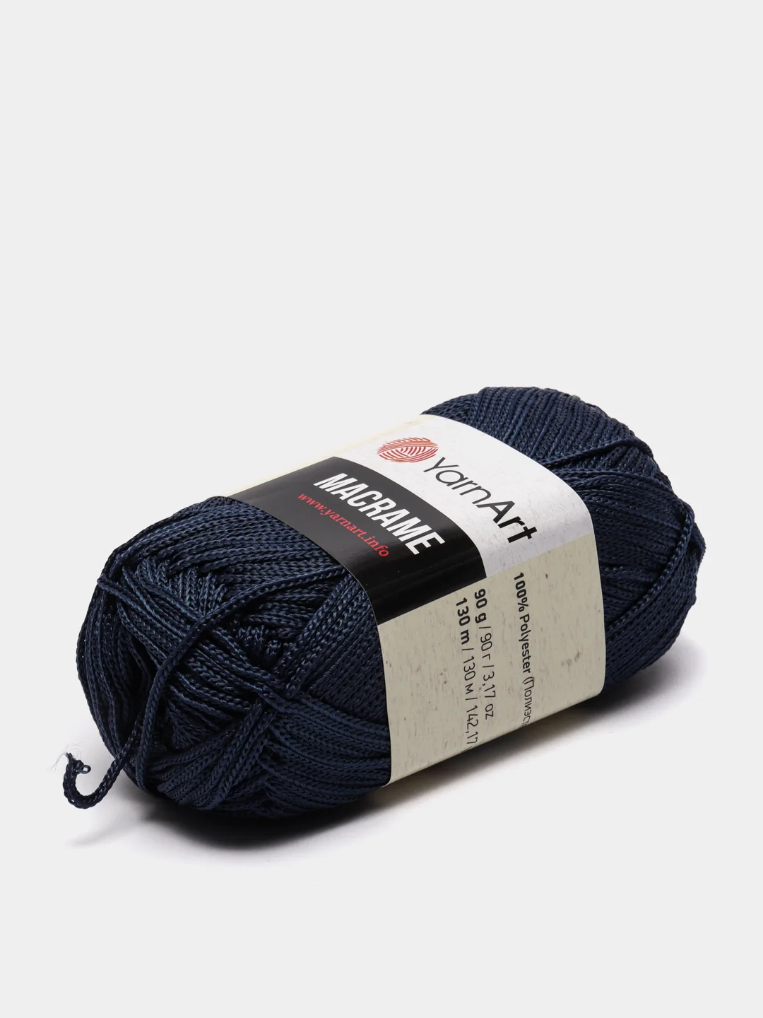 Темно-синий пряжа YarnArt Macrame, шнур полиэфирный для вязания и макраме, полиэстер, 90 г, 130 м, 2мм