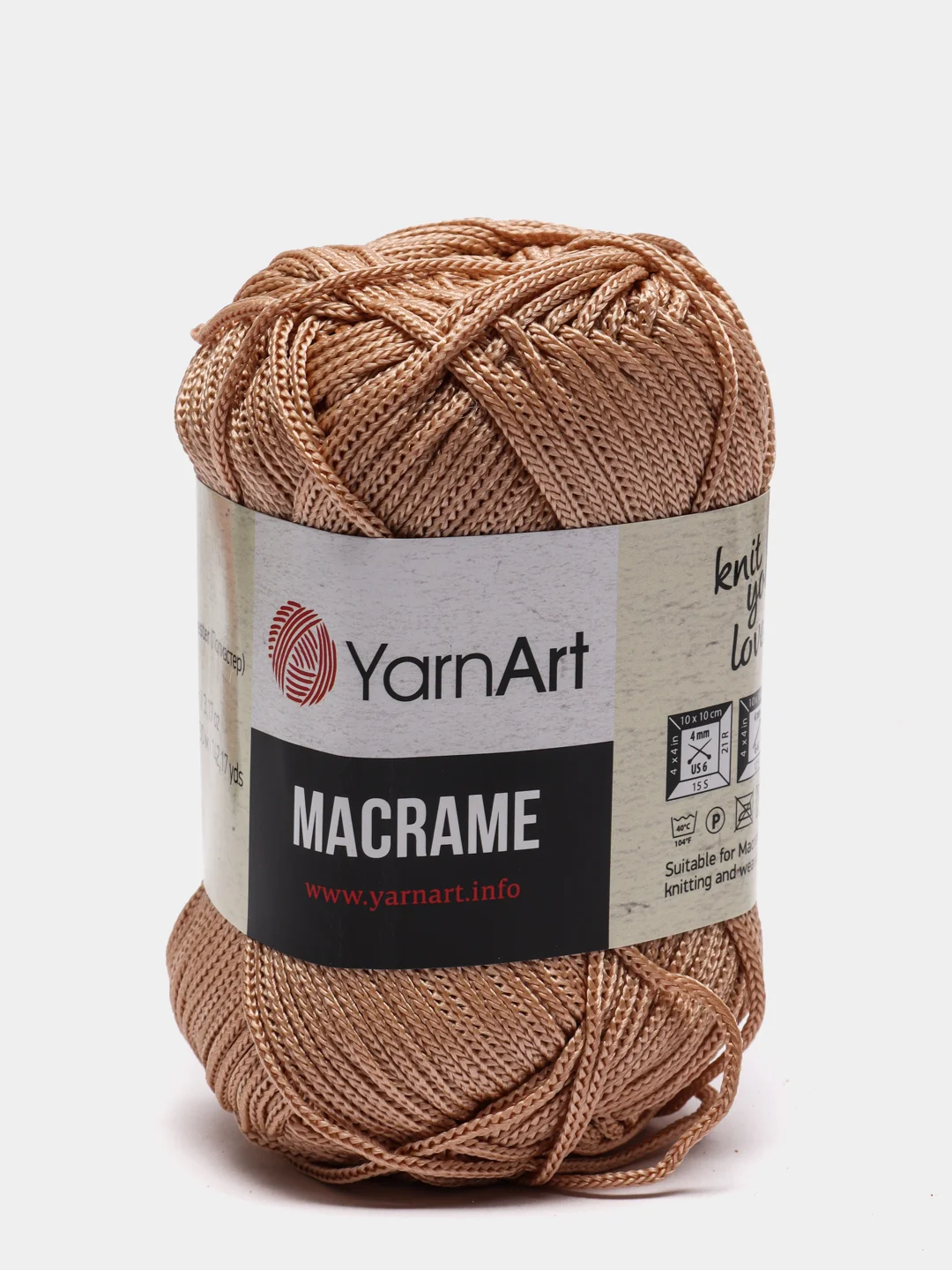Бежевый пряжа YarnArt Macrame, шнур полиэфирный для вязания и макраме, полиэстер, 90 г, 130 м, 2мм