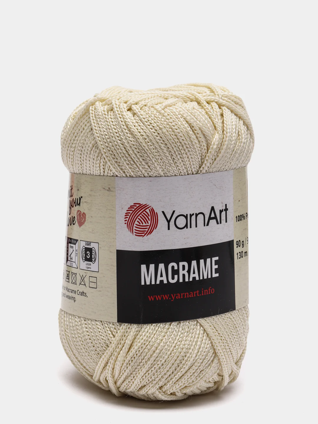 Прозрачный пряжа YarnArt Macrame, шнур полиэфирный для вязания и макраме, полиэстер, 90 г, 130 м, 2мм