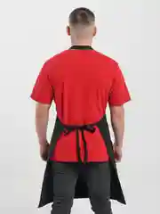 Алый фартук мужской, кухонный, с вышивкой