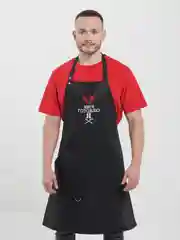 Алый фартук мужской, кухонный, с вышивкой