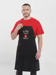 Бордовый фартук мужской, кухонный, с вышивкой