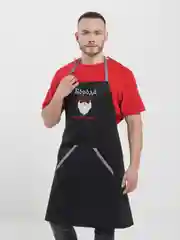 Белый фартук мужской, кухонный, с вышивкой