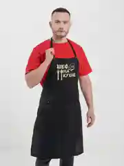 Желтый фартук мужской, кухонный, с вышивкой