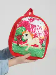 Алый рюкзак детский, разноцветные пайетки, 19х20см