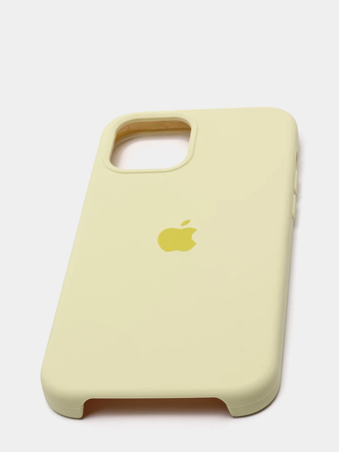 Желтый чехол Silicone Case для iPhone 12, 12 Pro с открытым низом
