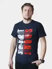 Синий футболка с принтом, унисекс, оверсайз