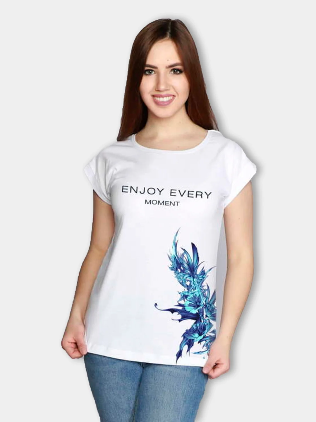 Белый футболка женская "Enjoy"