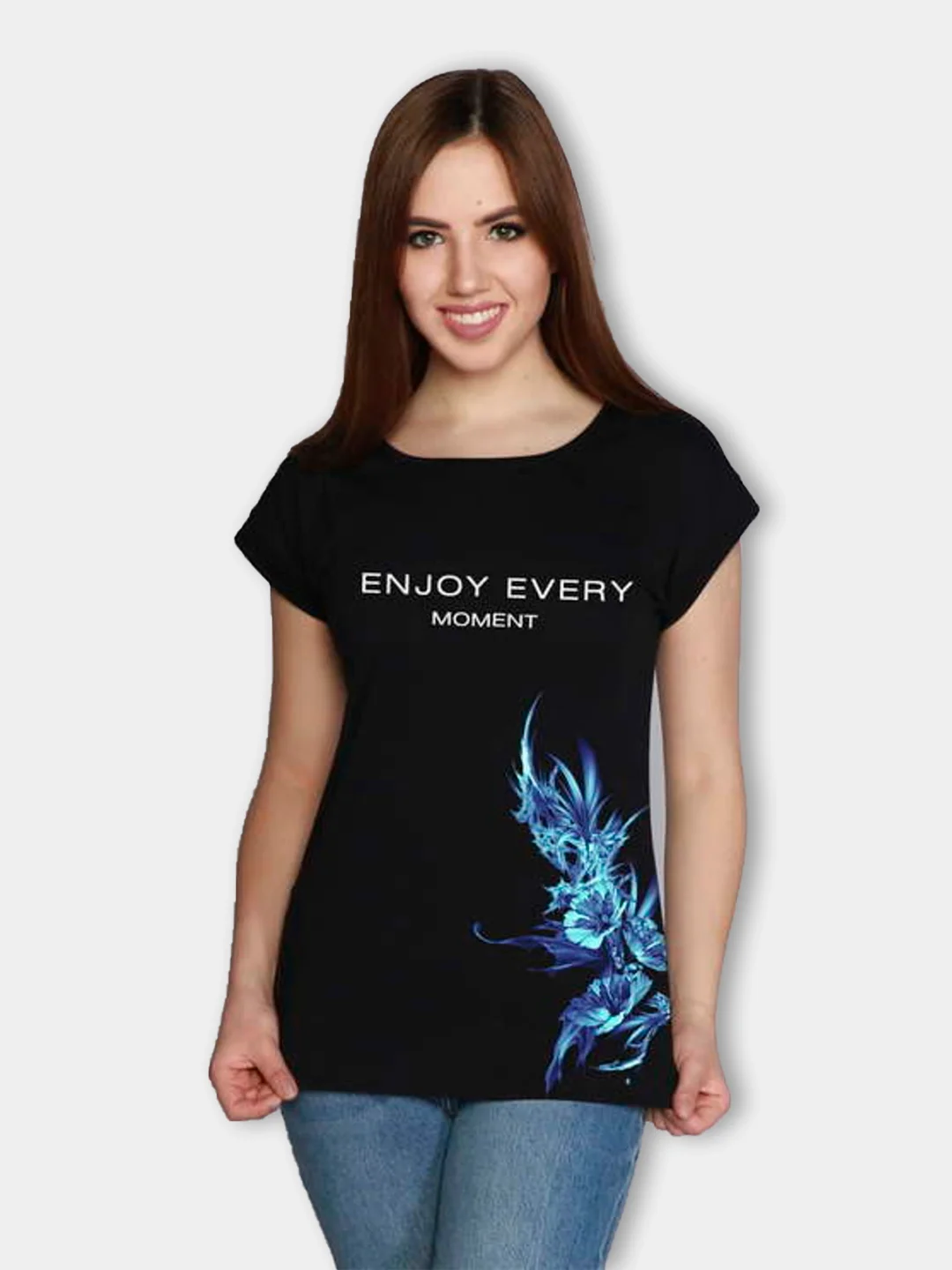 Черный футболка женская "Enjoy"