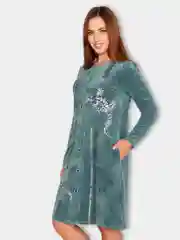 Хаки халат домашний, женский "Малахит", велюр