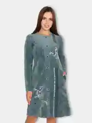 Хаки халат домашний, женский "Малахит", велюр