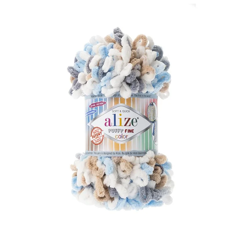 Бежевый пряжа Alize puffy петельки большие, 100% микрополиэстр, 100 гр 9,5 м