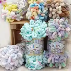 Бежевый пряжа Alize puffy петельки большие, 100% микрополиэстр, 100 гр 9,5 м