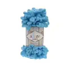 Голубой пряжа Alize puffy петельки большие, 100% микрополиэстр, 100 гр 9,5 м