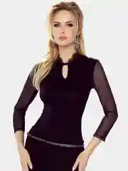 Блузка из вискозы с тюлевыми рукавами, Eldar Aiaza