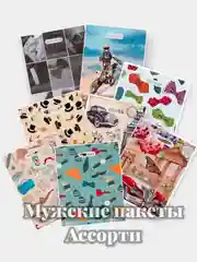 Пакет мужской подарочный для мужчин 3 штуки 7 видов/  40х31 с вырубной ручкой