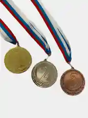 Медаль наградная из металла на ленте триколор, диаметр 70 мм, вес 97 г