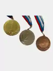 Медаль наградная из металла на ленте триколор, диаметр 70 мм, вес 97 г