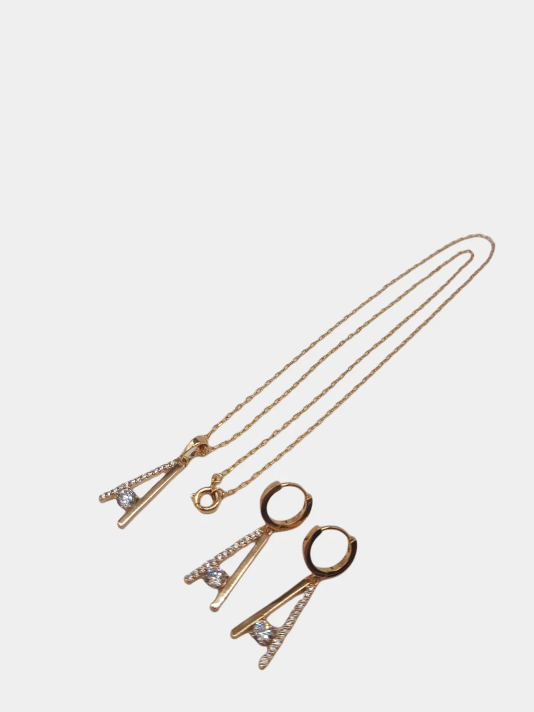 Золотой комплект: серьги и кулон на цепочке Xuping Jewelry