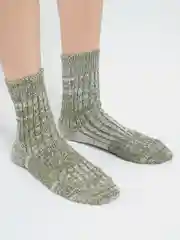 Зеленый носки женские Мастерская Бабушки Тани, из крапивы и льна