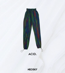 Брюки синий зелёный красный с затяжками на щиколотках - ACID