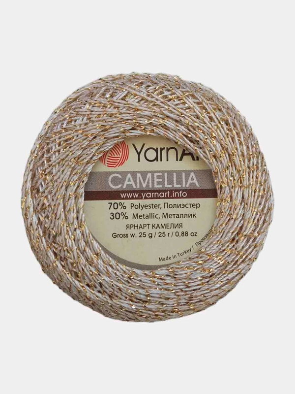 Пряжа с люрексом Камелия Yarnart Camellia, 70% полиэстер, 30% металлик, 20 г, 190 м