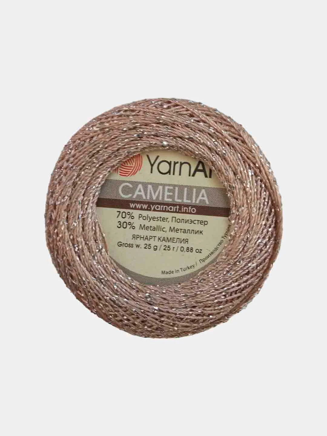 Бронзовый пряжа с люрексом Камелия Yarnart Camellia, 70% полиэстер, 30% металлик, 20 г, 190 м