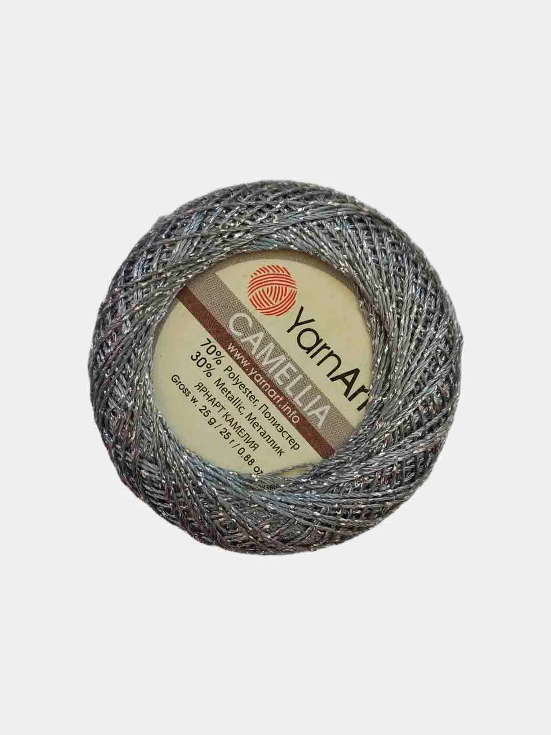 Серебряный пряжа с люрексом Камелия Yarnart Camellia, 70% полиэстер, 30% металлик, 20 г, 190 м