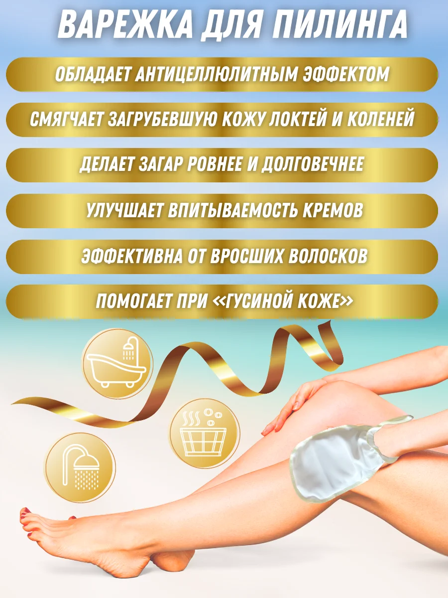 Молочный пилинг-варежка для тела из 100% шелка Шелковица