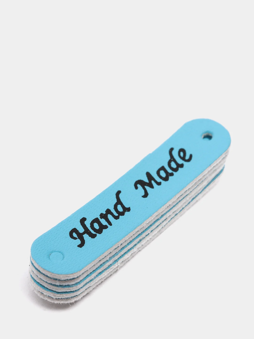 Голубой бирка "Hand made", экокожа, 5 штук