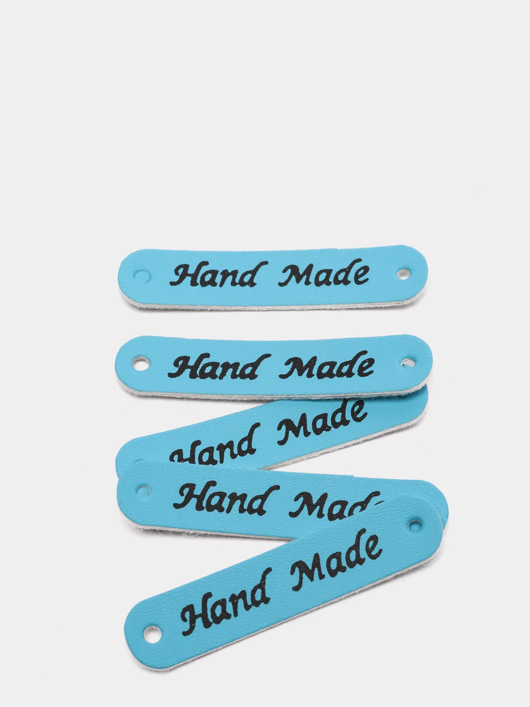 Голубой бирка "Hand made", экокожа, 5 штук