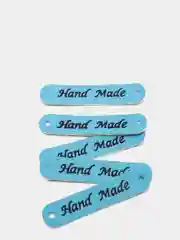 Голубой бирка "Hand made", экокожа, 5 штук