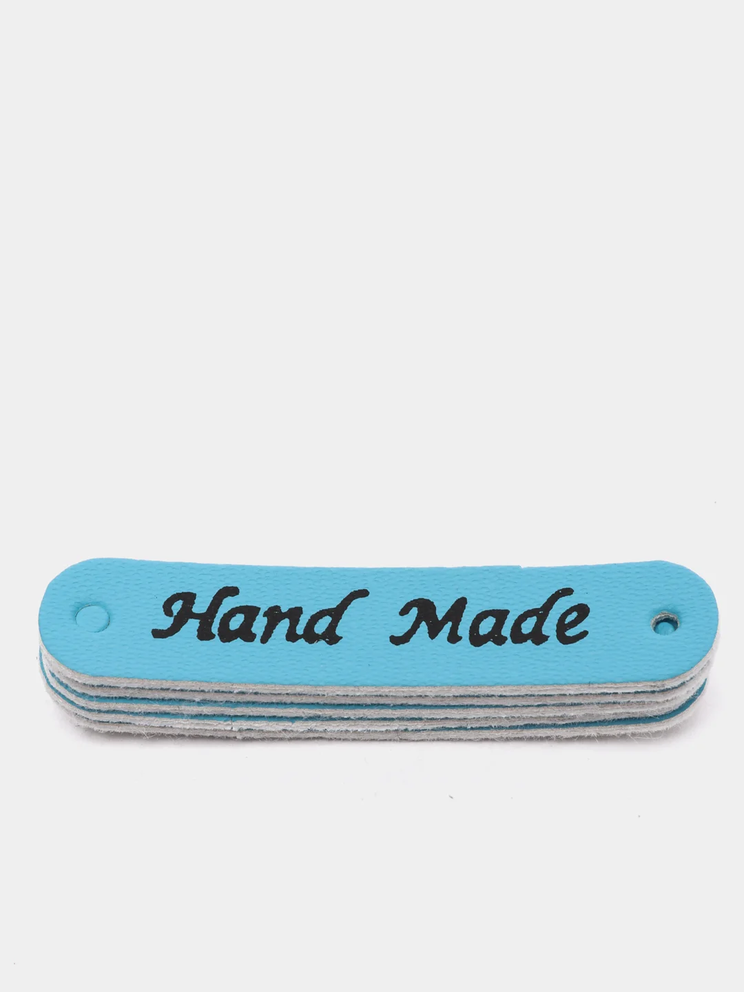 Голубой бирка "Hand made", экокожа, 5 штук