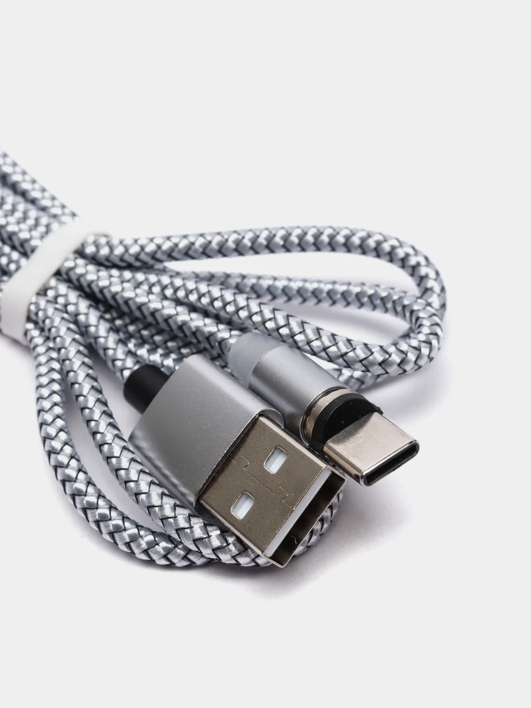 Серебряный магнитный кабель microUSB, type-C, Lightning