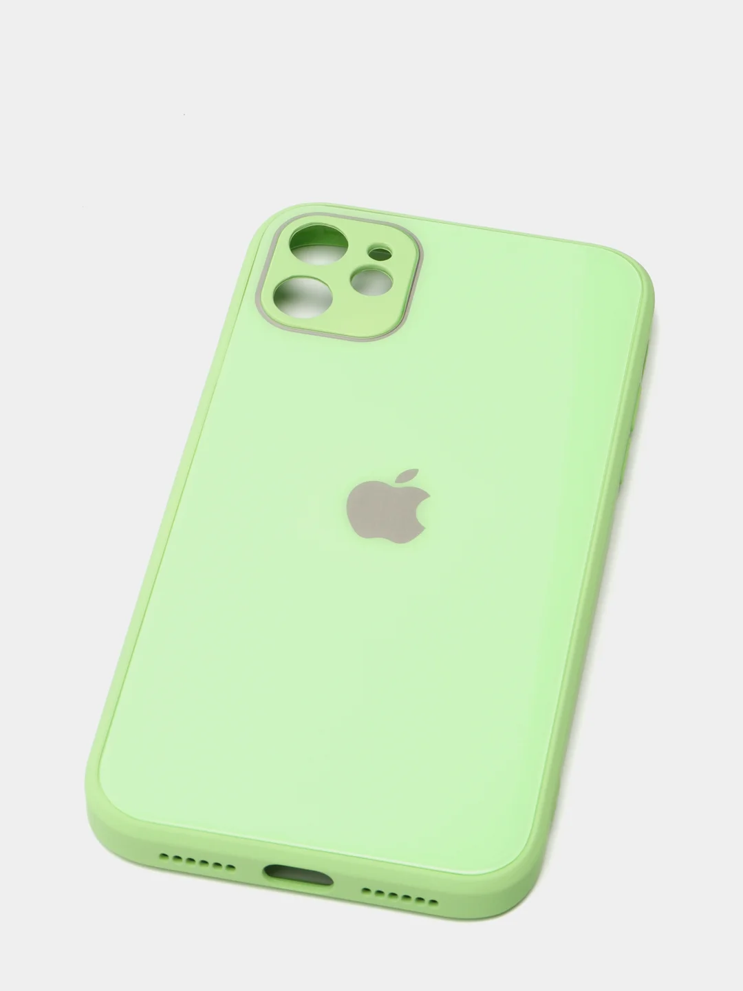 Салатовый чехол силиконовый со стеклянной панелью для Apple iPhone 11 (Айфон 11)