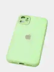 Салатовый чехол силиконовый со стеклянной панелью для Apple iPhone 11 (Айфон 11)