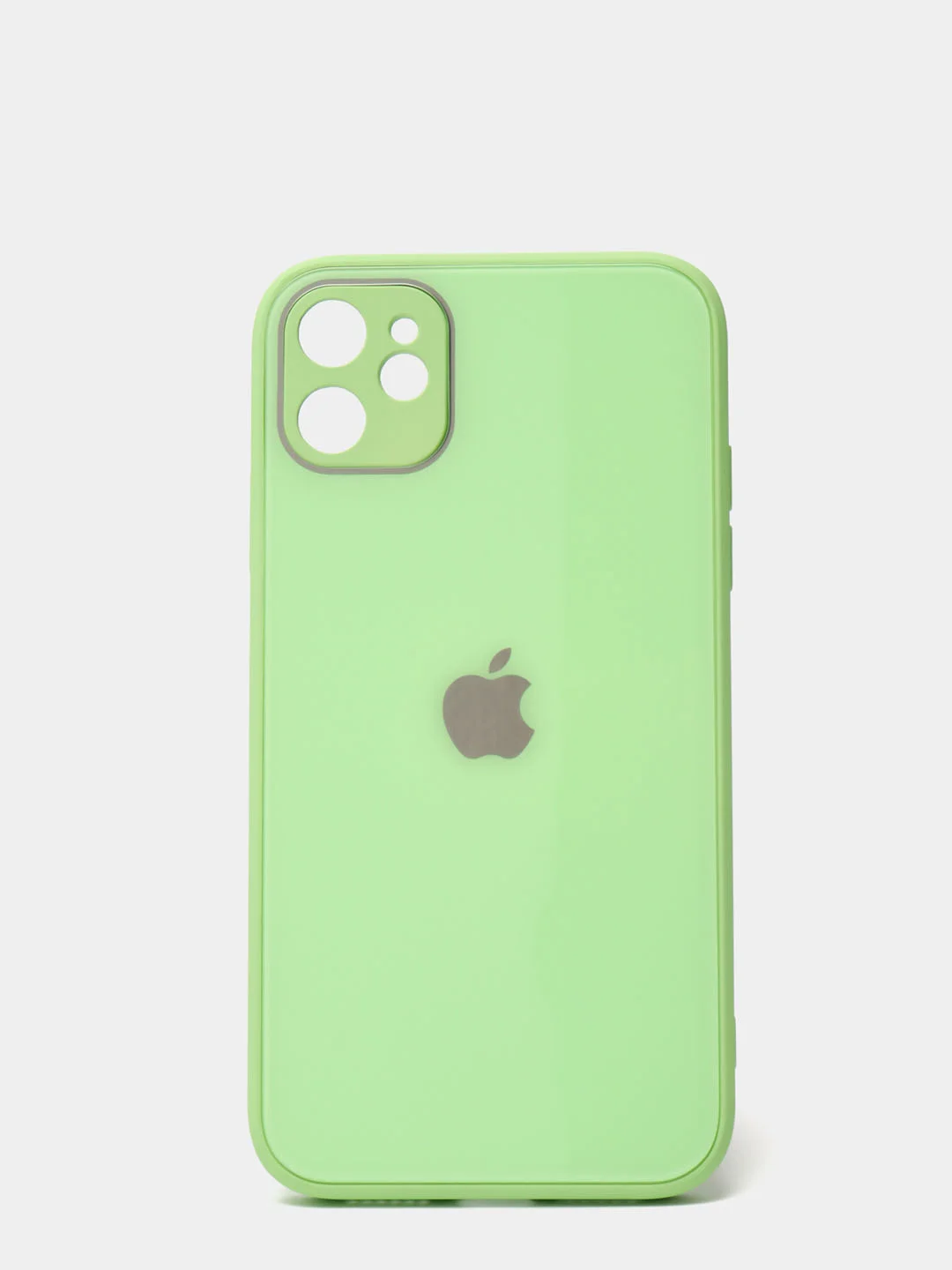 Салатовый чехол силиконовый со стеклянной панелью для Apple iPhone 11 (Айфон 11)