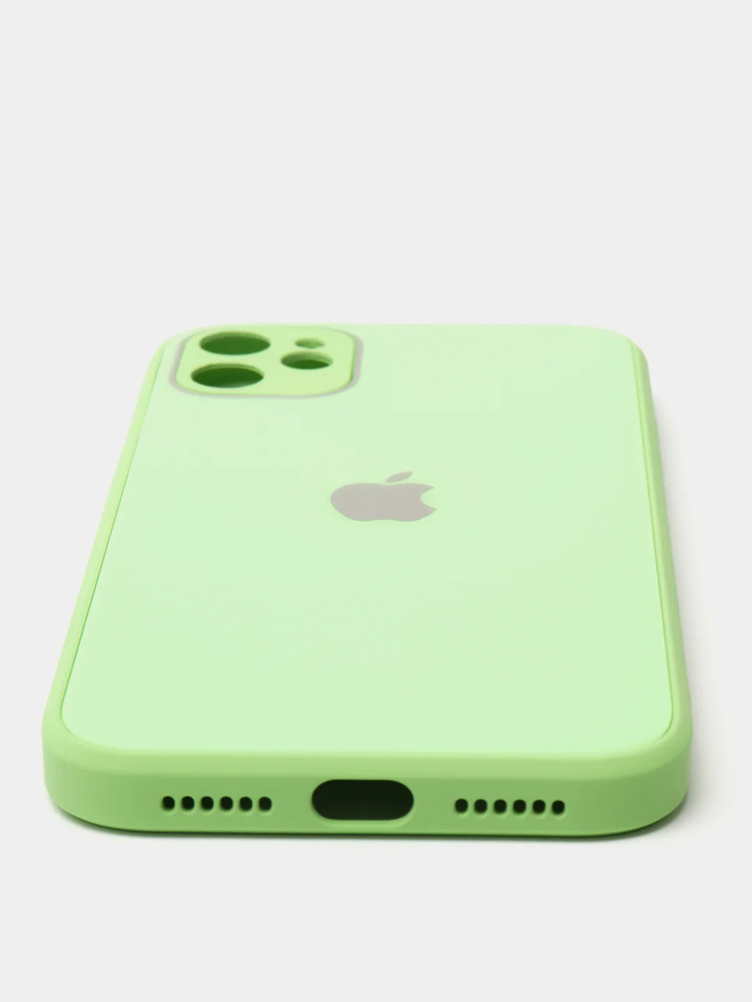 Салатовый чехол силиконовый со стеклянной панелью для Apple iPhone 11 (Айфон 11)
