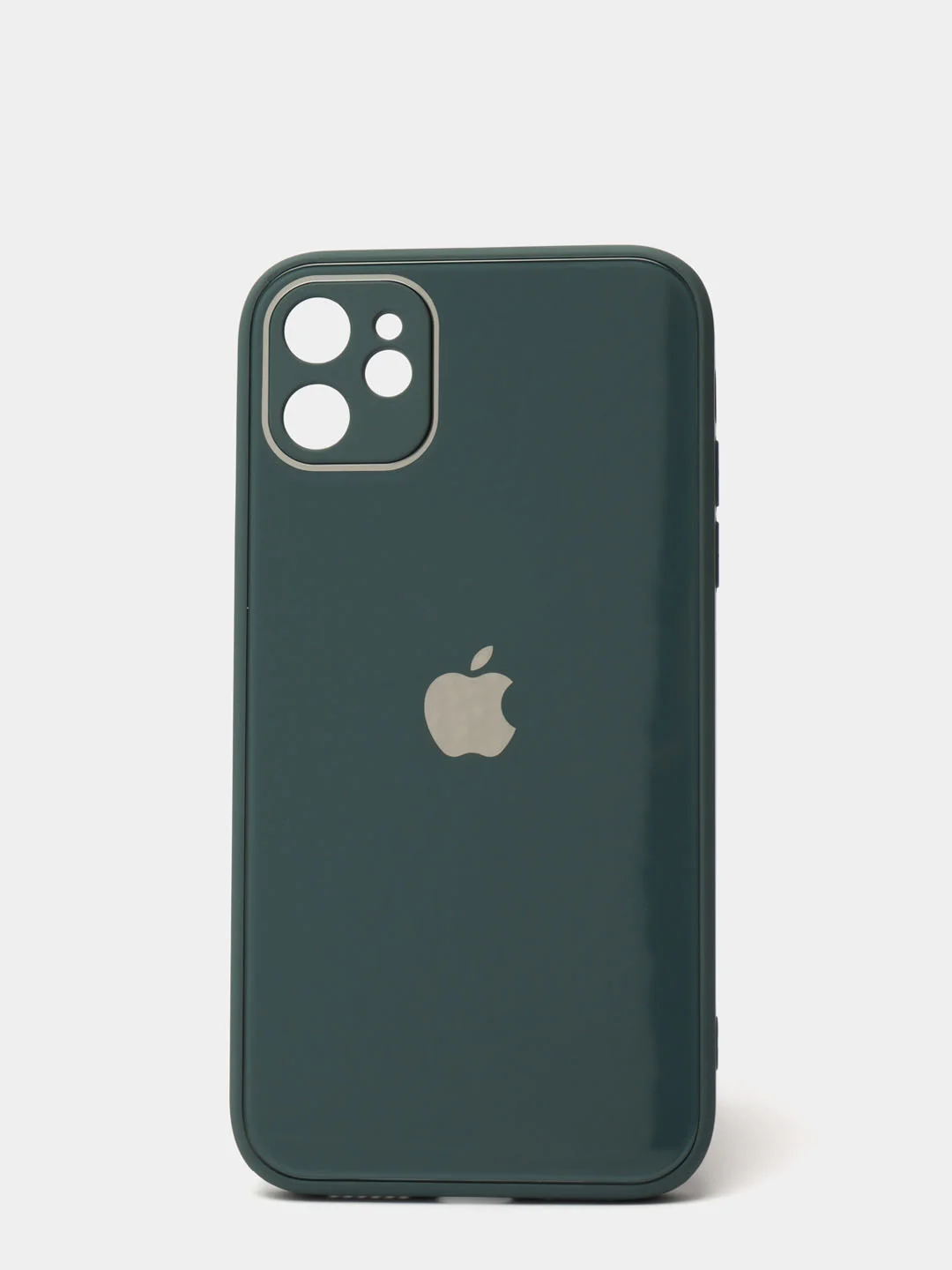 Тёмно-зелёный чехол силиконовый со стеклянной панелью для Apple iPhone 11 (Айфон 11)