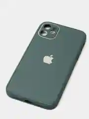 Тёмно-зелёный чехол силиконовый со стеклянной панелью для Apple iPhone 11 (Айфон 11)